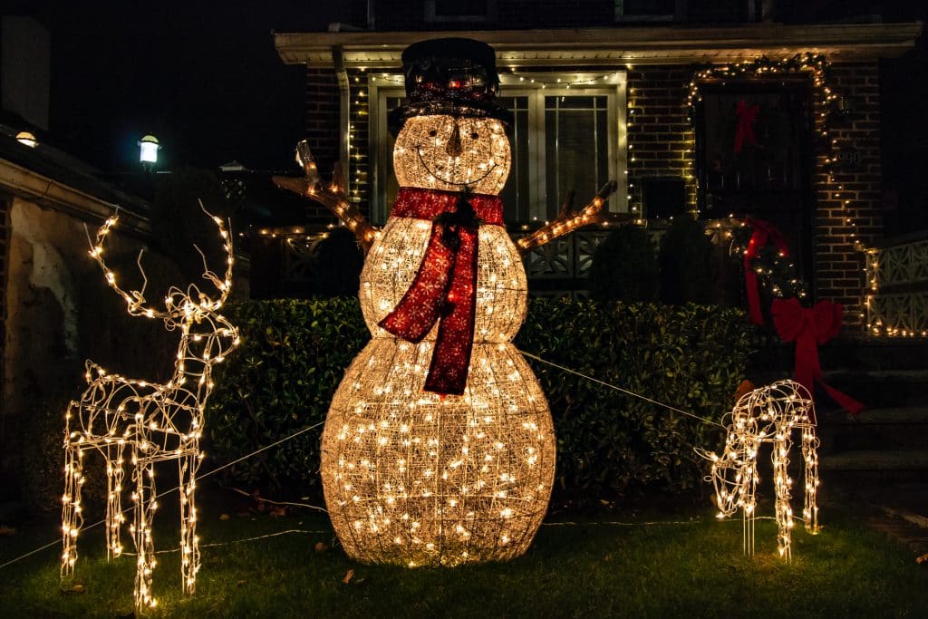Illuminated Snowman at the Dyker Heights Lights Tour in New York
