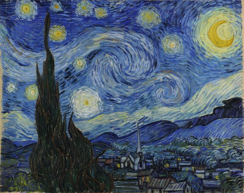 The Starry Night by Vincent van Gogh, 1889, in the MoMA collection